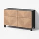 BESTÅ Storage combination w doors/drawers, black-brown/Hedeviken/Stubbarp oak veneer, 120x42x74 cm