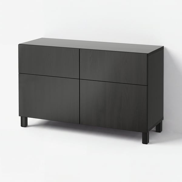 BESTÅ Storage combination w doors/drawers, black-brown/Lappviken/Stubbarp black-brown, 120x42x74 cm