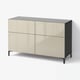 BESTÅ Storage combination w doors/drawers, black-brown/Selsviken high-gloss/beige, 120x42x74 cm