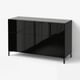 BESTÅ Storage combination w doors/drawers, black-brown/Selsviken high-gloss/black, 120x42x74 cm