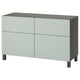 BESTÅ Storage combination w doors/drawers, dark grey/Hjortviken/Stubbarp pale grey-green, 120x42x74 cm