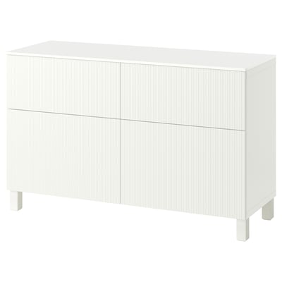 BESTÅ Storage combination w doors/drawers, white/Förvaltare white, 120x42x75 cm