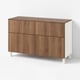 BESTÅ Storage combination w doors/drawers, white Lappviken/Stubbarp/brown walnut effect, 120x42x75 cm