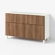 BESTÅ Storage combination w doors/drawers, white Lappviken/Stubbarp/brown walnut effect, 120x42x74 cm