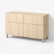 BESTÅ Storage combination w doors/drawers, white stained oak effect/Lappviken/Stubbarp white stained oak effect, 120x42x74 cm