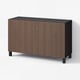 BESTÅ Storage combination with doors, black-brown Björköviken/Stubbarp/brown stained oak veneer, 120x42x74 cm