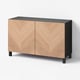 BESTÅ Storage combination with doors, black-brown/Hedeviken/Stubbarp oak veneer, 120x42x74 cm