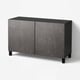 BESTÅ Storage combination with doors, black-brown Kallviken/Stubbarp/dark grey concrete effect, 120x42x74 cm