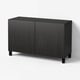 BESTÅ Storage combination with doors, black-brown/Lappviken/Stubbarp black-brown, 120x42x74 cm