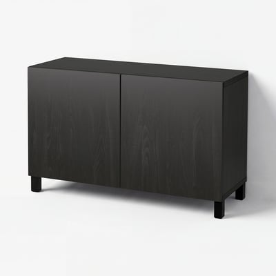 BESTÅ Storage combination with doors, black-brown/Lappviken/Stubbarp black-brown, 120x42x74 cm