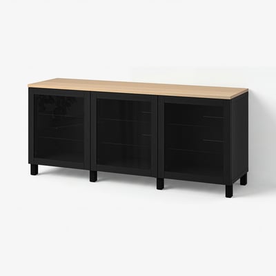 BESTÅ Storage combination with doors, black/Sindvik/Stubbarp black, 180x42x76 cm