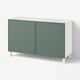 BESTÅ Storage combination with doors, Krukmakare dark grey-green/Stubbarp white, 120x42x74 cm