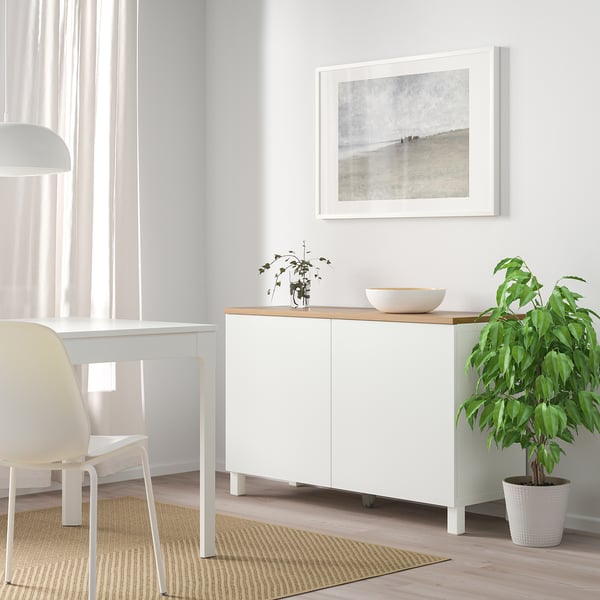 BESTÅ Storage combination with doors, white/Lappviken/Stubbarp white, 120x42x76 cm