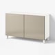 BESTÅ Storage combination with doors, white/Riksviken/Stubbarp light bronze effect, 120x42x74 cm