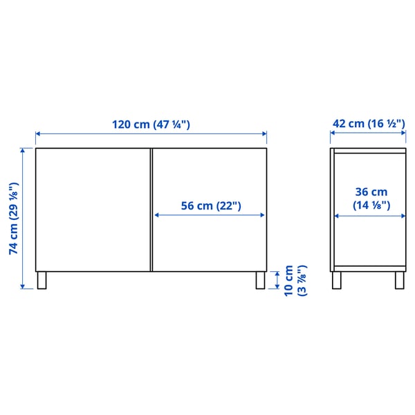 BESTÅ Storage combination with doors, white/Sutterviken/Kabbarp white, 120x42x74 cm