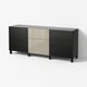 BESTÅ Storage combination with drawers, Laxviken black/Selsviken high-gloss/beige, 180x42x74 cm