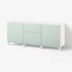 BESTÅ Storage combination with drawers, white/Hjortviken pale grey-green, 180x42x74 cm