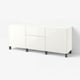 BESTÅ Storage combination with drawers, white/Selsviken/Stubbarp dark grey, 180x42x74 cm