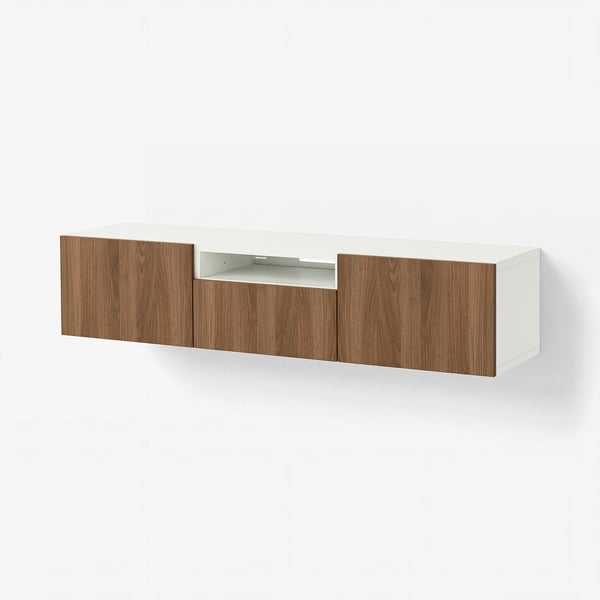 BESTÅ TV bench, white Lappviken/brown walnut effect, 180x42x39 cm