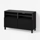 BESTÅ TV bench with doors, black-brown/Laxviken/Stubbarp black, 120x42x74 cm