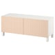 BESTÅ TV bench with doors, white Björköviken/Stubbarp/birch veneer, 120x42x48 cm