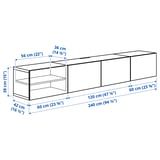 BESTÅ TV bench with doors, white stained oak effect/Lappviken white stained oak effect, 240x42x38 cm