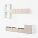 BESTÅ TV storage combination/glass doors, white Glassvik/Bergsviken beige, 300x42x211 cm
