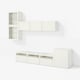 BESTÅ TV storage combination/glass doors, white/Hanviken white clear glass, 300x42x211 cm