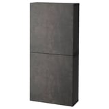 BESTÅ Wall cabinet with 2 doors, black-brown Kallviken/dark grey concrete effect, 60x22x128 cm
