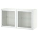 BESTÅ Wall-mounted cabinet combination, white Glassvik/white/light green clear glass, 120x42x64 cm