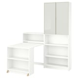 BILLY / HÖGBO Bookcase comb w foldable table, white, 160x202 cm