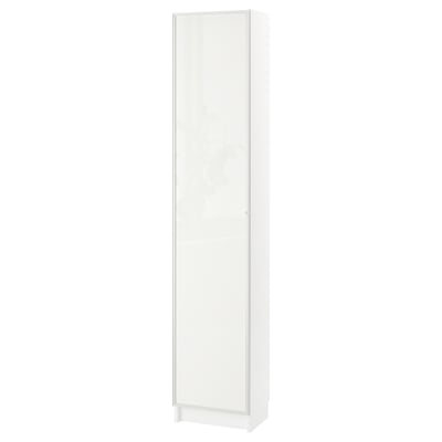 BILLY / HÖGBO Bookcase combination w glass doors, white, 40x30x202 cm