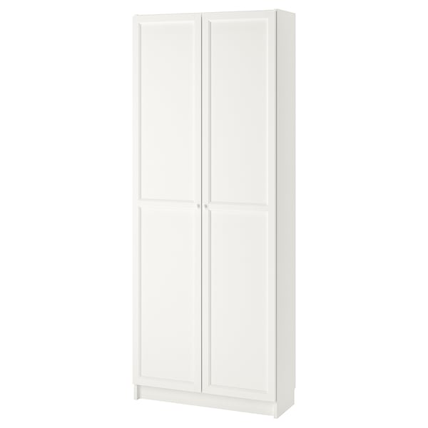 BILLY / OXBERG Bookcase with doors, white, 80x41x202 cm