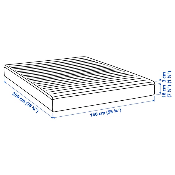 BLÅFJÄLLET Mattress and mattress pad, medium firm/Vissle blue, 140x200 cm