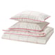 BREDVECKLARE Duvet cover and 2 pillowcases, white pink/check, 240x220/50x60 cm