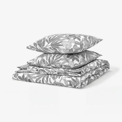 BROKDRACENA Duvet cover and 2 pillowcases, white/black, 240x220/50x60 cm