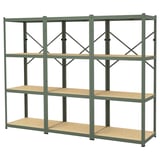 BROR Shelving unit, grey-green/pine plywood, 254x55x190 cm