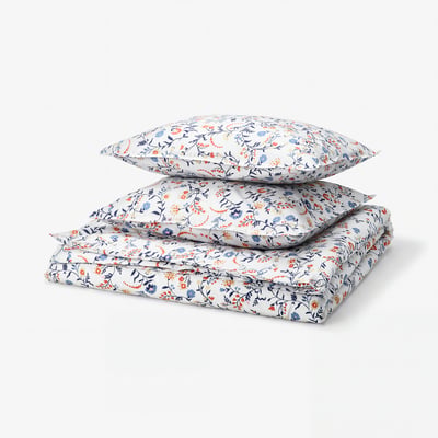 BRUDKRUSBÄR Duvet cover and 2 pillowcases, white multicolour/floral pattern, 240x220/50x60 cm