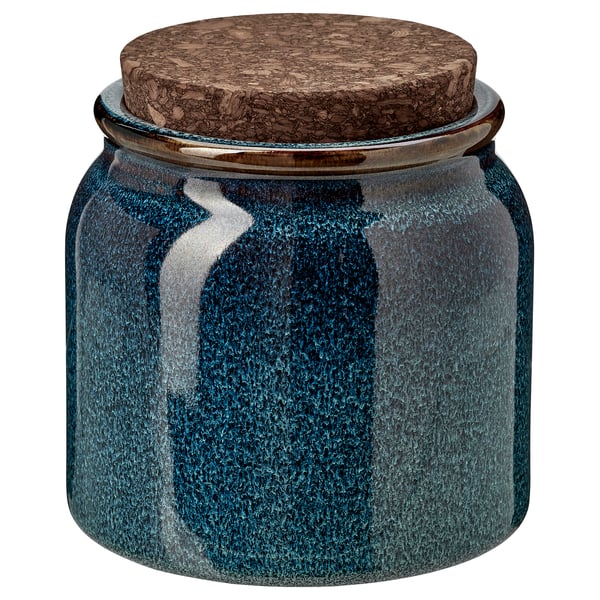 BRUGDHAJ Jar with lid, blue, 1 l