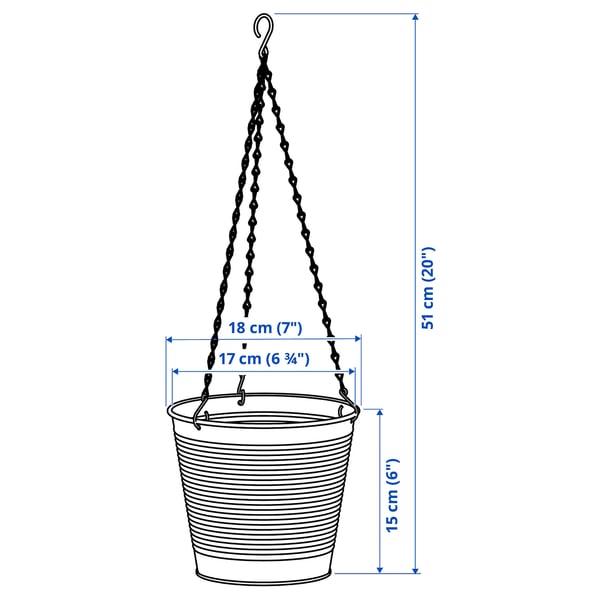 CASHEWÄPPLE Hanging planter, in/outdoor white, 15 cm