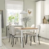 DANDERYD / EBBALYCKE Table and 4 chairs, oak veneer white/Idekulla beige, 130 cm