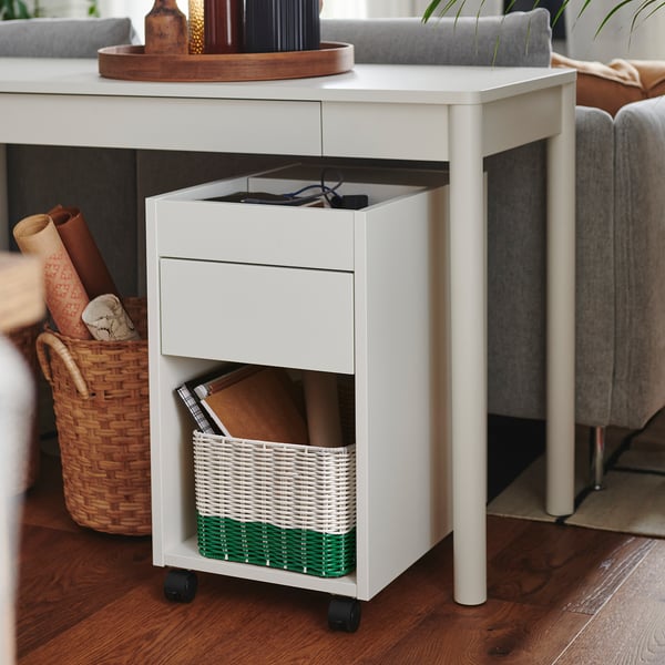 DJURTRÄNARE Basket, white/green, 25x35x19 cm