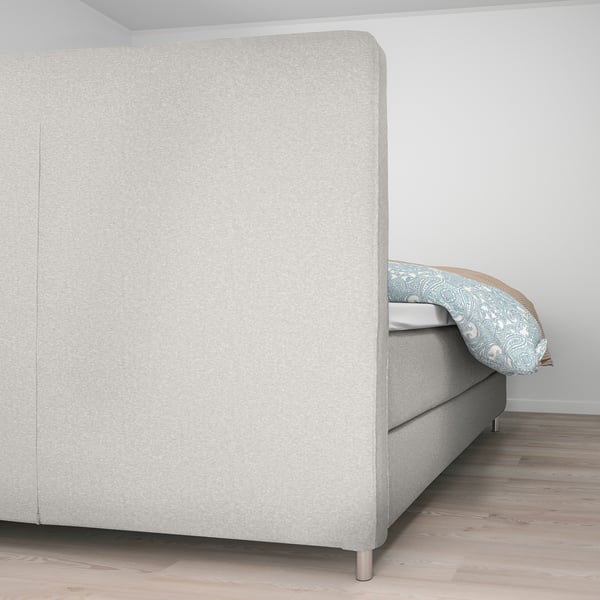 DUNVIK Divan bed, Valevåg medium firm/Nordberget Gunnared beige, 180x200 cm
