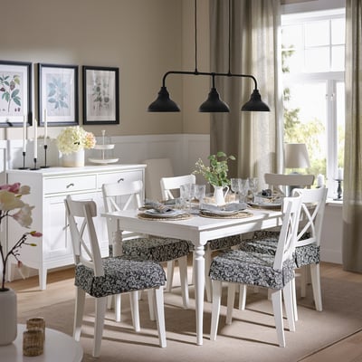 DVÄRGDUNÖRT Chair pad, grey/white, 42/35x42x4 cm