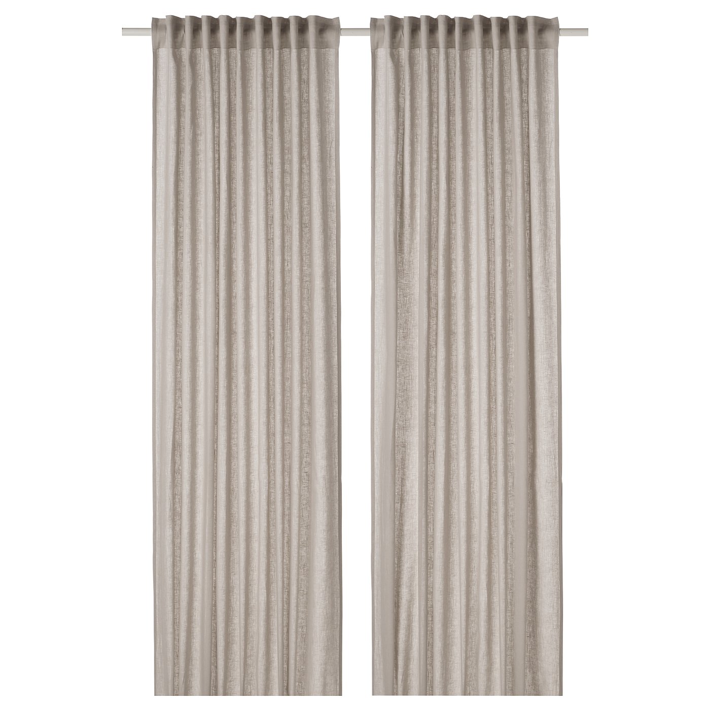 DYTÅG curtains, 1 pair, light grey/with heading tape, 145x300 cm