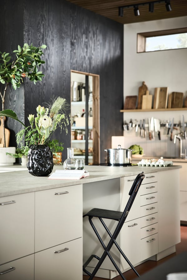EKBACKEN Custom made worktop, grey-beige stone effect/laminate, 45.1-63.5x2.8 cm
