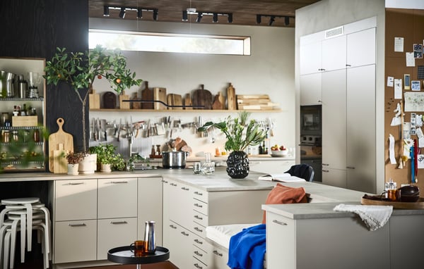 EKBACKEN Custom made worktop, grey-beige stone effect/laminate, 45.1-63.5x2.8 cm