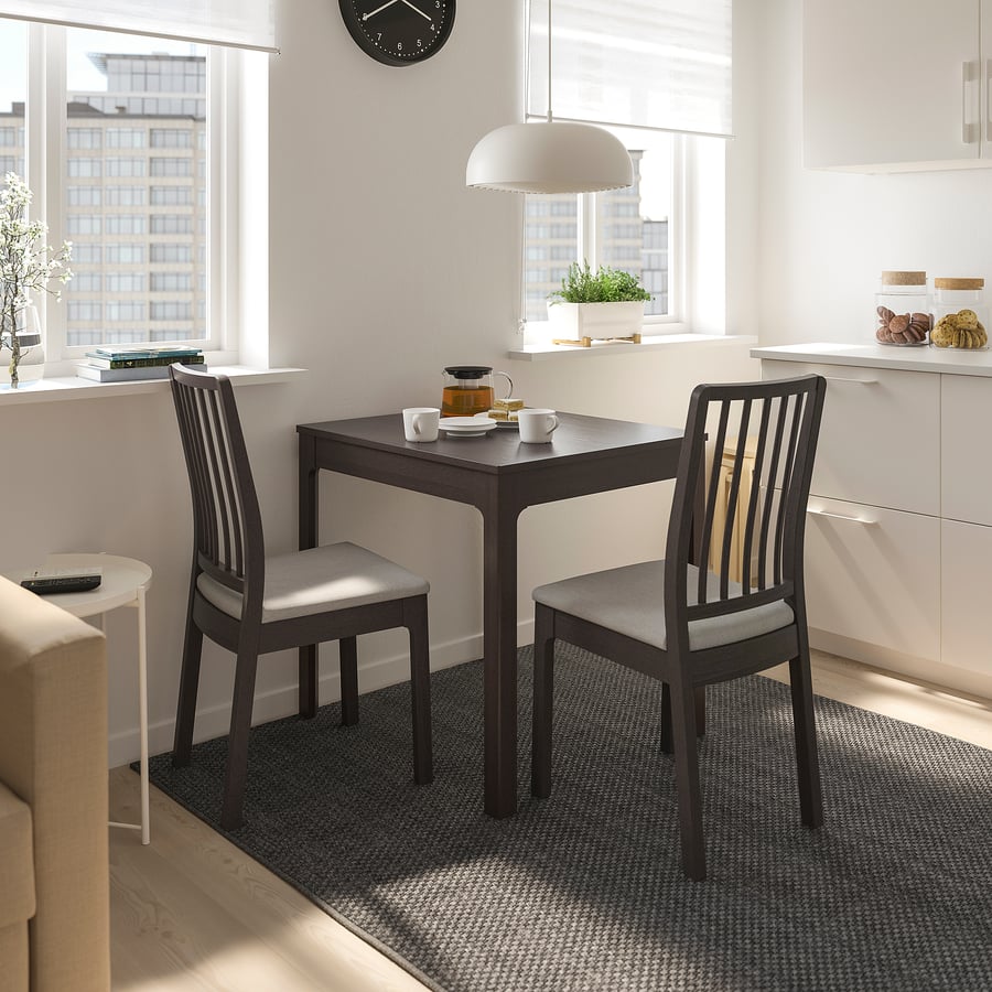 EKEDALEN / EKEDALEN table and 2 chairs, dark brown/Orrsta light grey