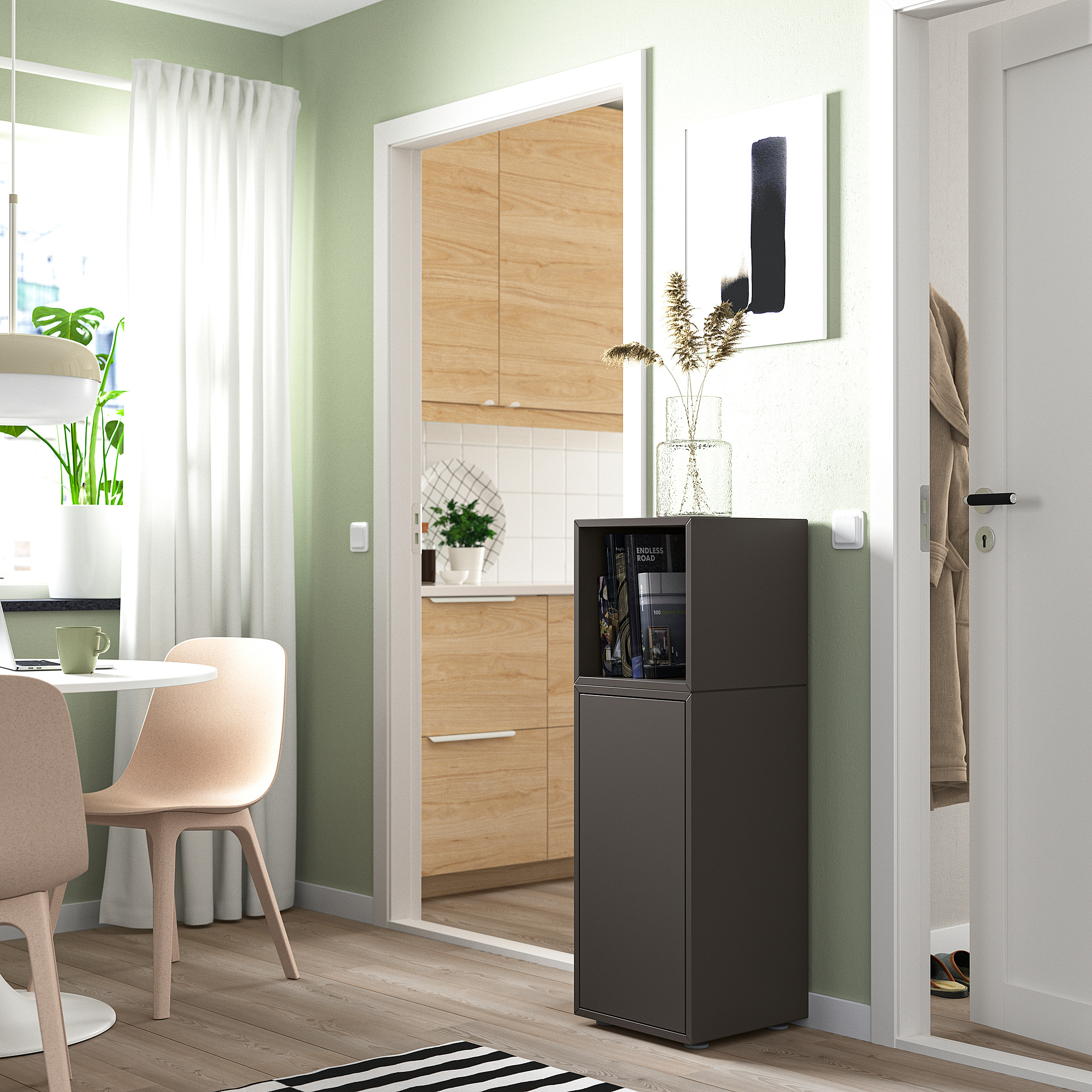 EKET Cabinet combination with feet, dark grey, 35x35x107 cm