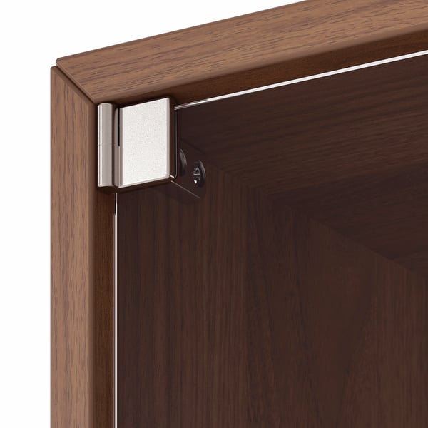 EKET Wall cabinet with glass door, brown walnut effect, 35x35x35 cm